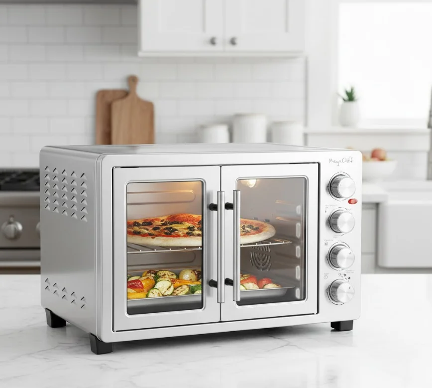 gas oven vs electric - MegaChef 47-Quart Electric French Door Rotisserie Oven