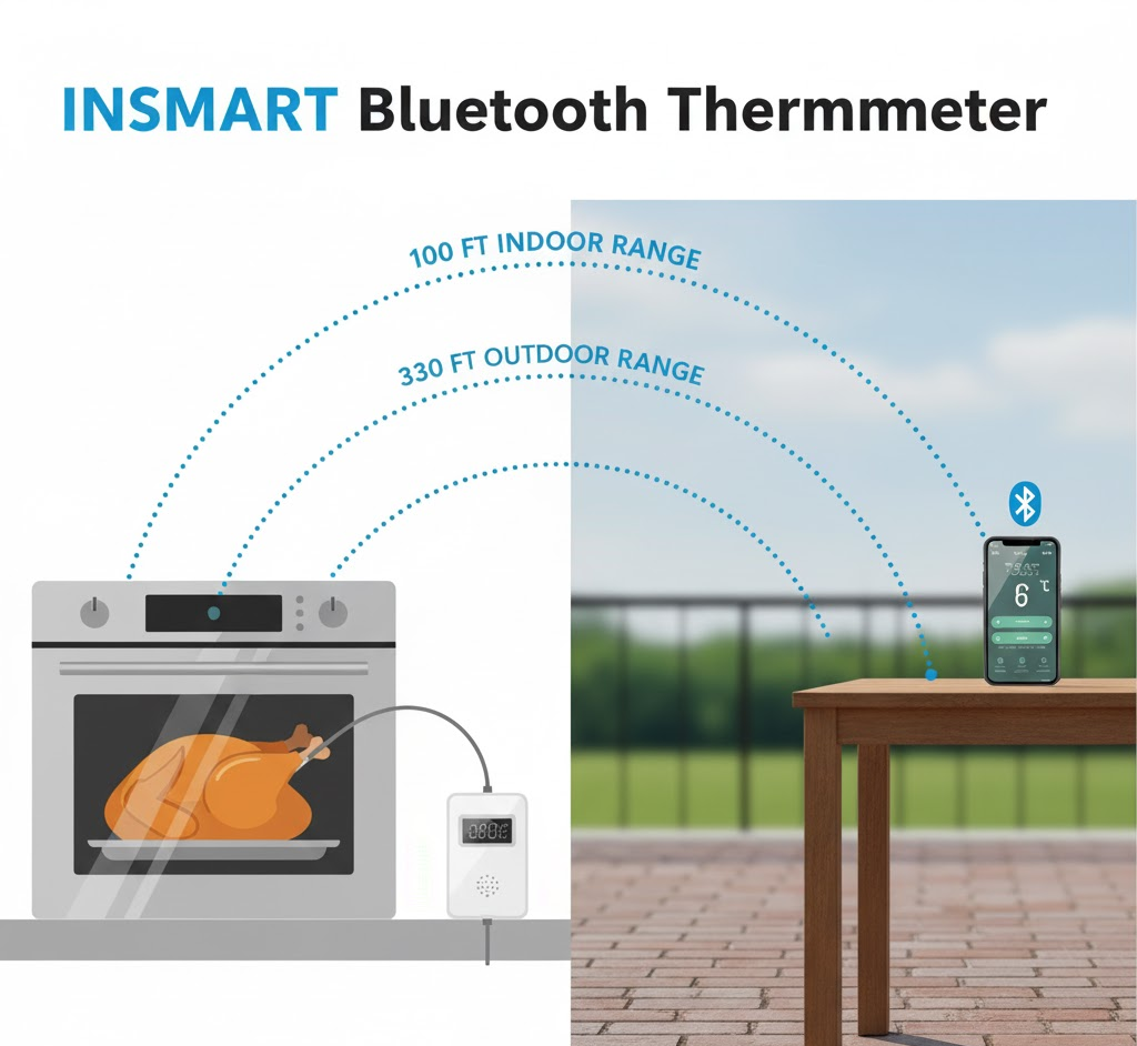 5- INSMART Wireless Smart Meat Thermometer (Wood Edition)