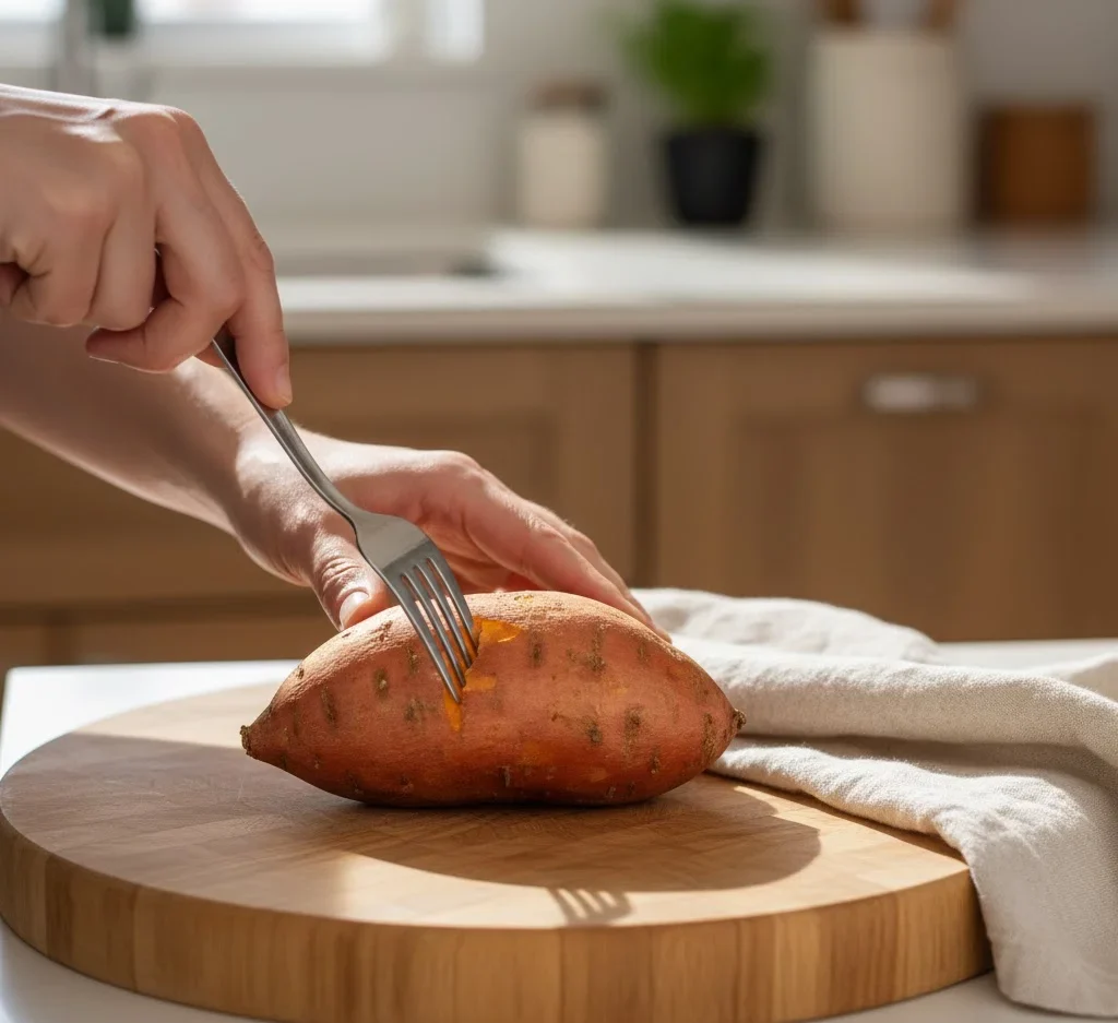 Step 2 Dry and Pierce - how to bake sweet potatoes in oven