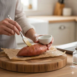 Step 3 Oil and Season (Optional) - how to bake sweet potatoes in oven