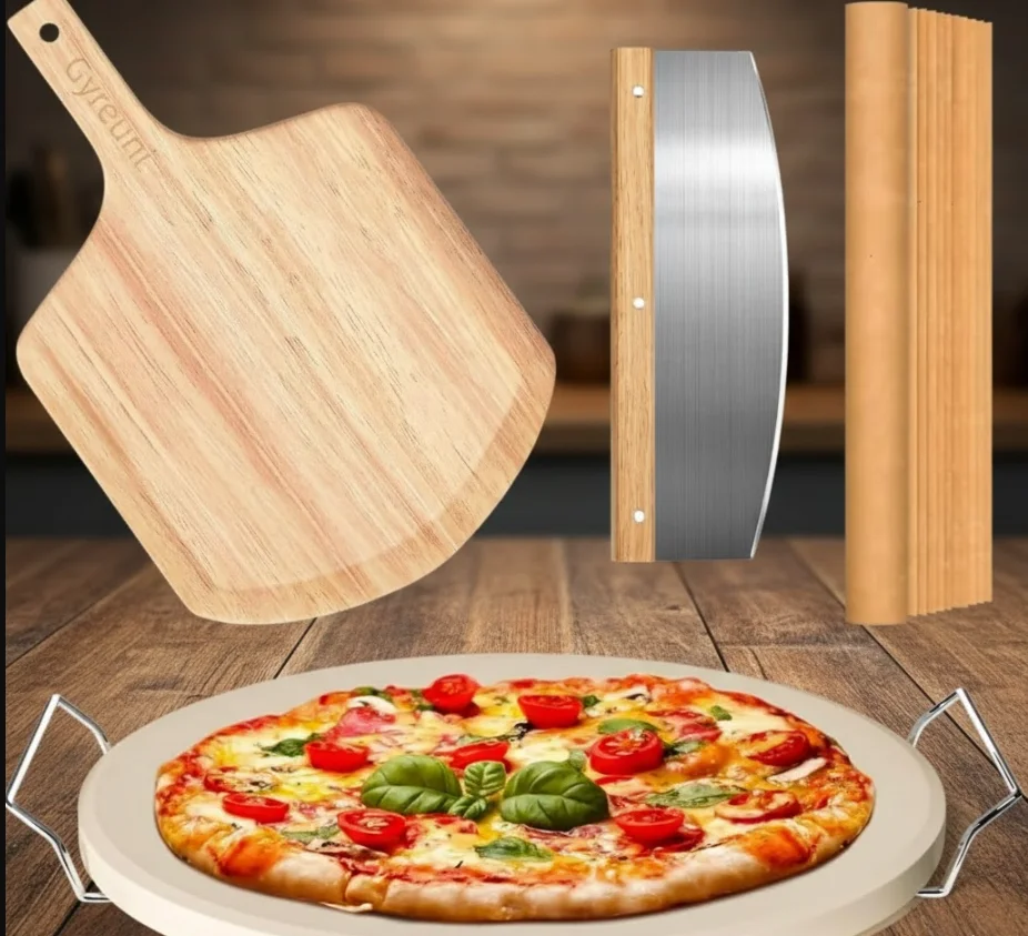 1- Gyreuni 5 PCS Round Pizza Stone Set (13") - best pizza stone for oven