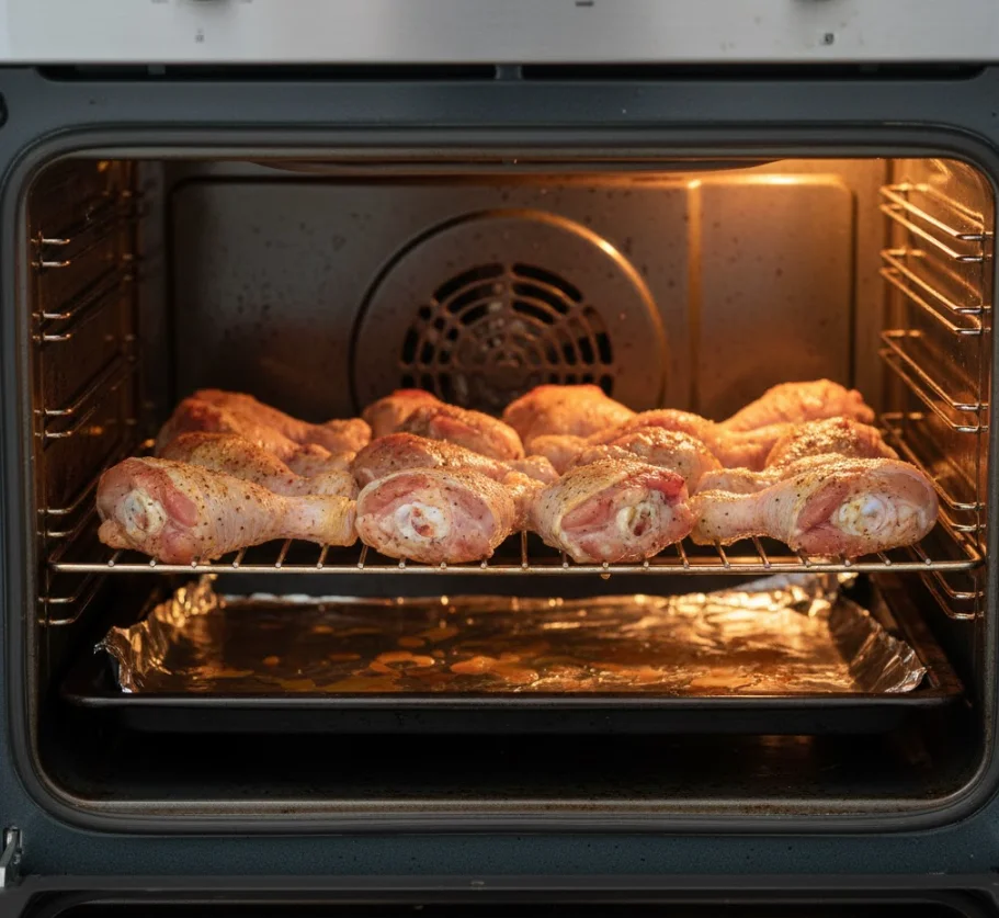 Step B — Bake at Initial Temp - how to bake chicken drumsticks in oven