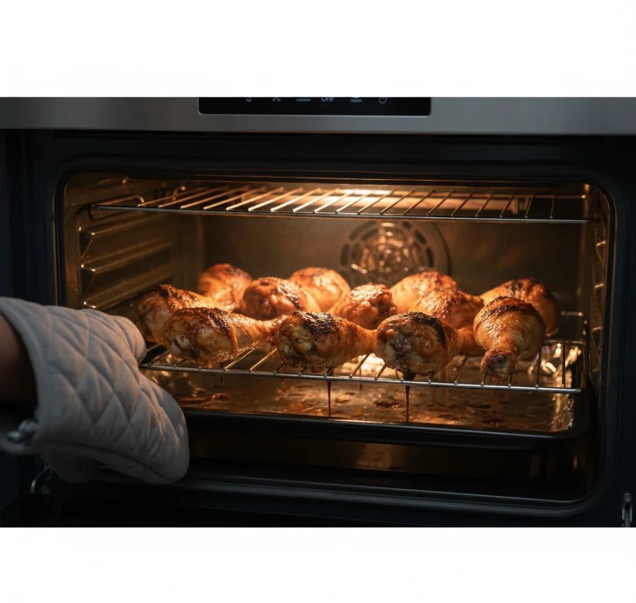Step D — Finishing Step — Broil for Crispness - how to bake chicken drumsticks in oven