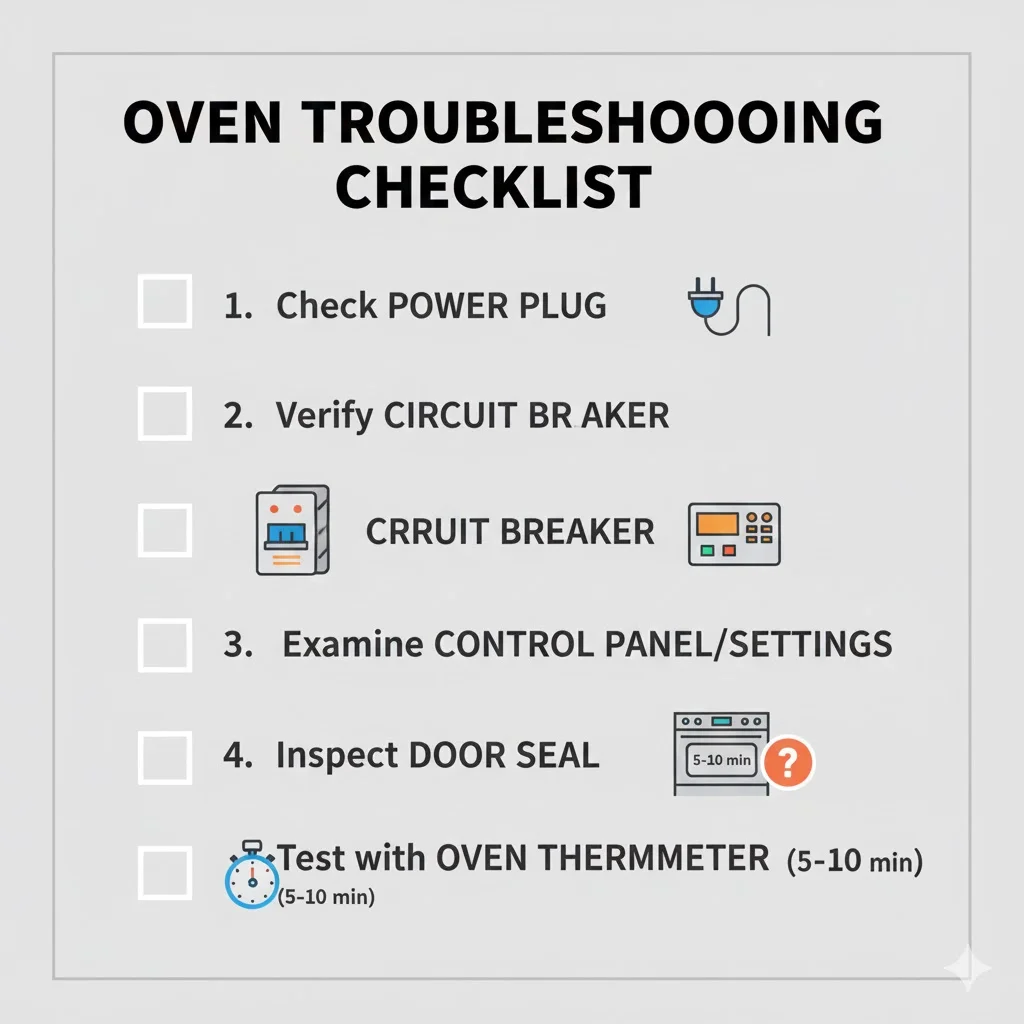 Quick Checklist — Fast Things to Check First (5–10 Minute Check) - oven not heating up properly