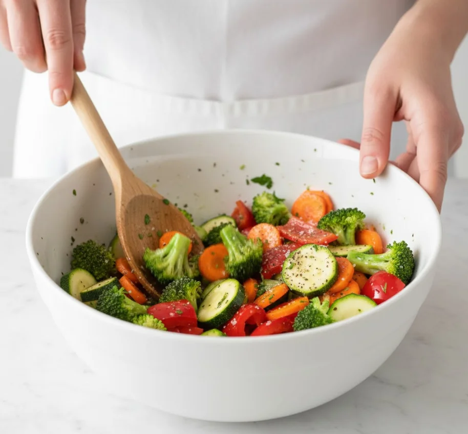 Step 2 Tossing & Seasoning - how to bake vegetables in the oven