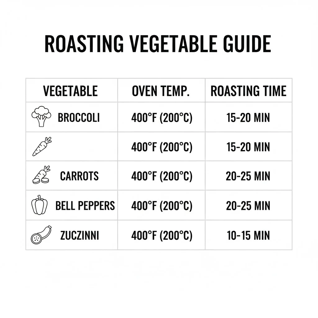 Temperature + Timing Chart (Quiceferenck Re) - how to bake vegetables in the oven