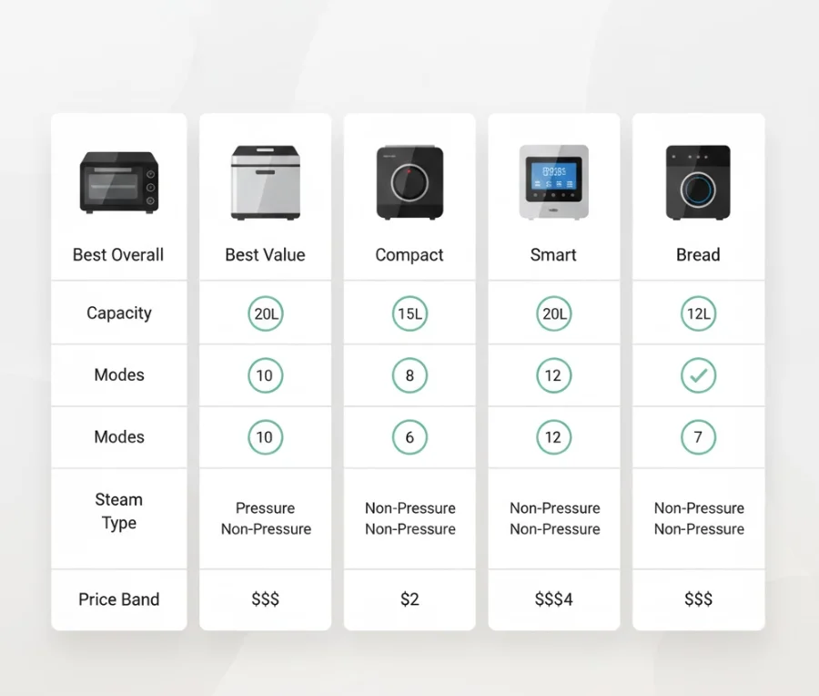 Steam Oven Comparison Table - best steam oven 2026