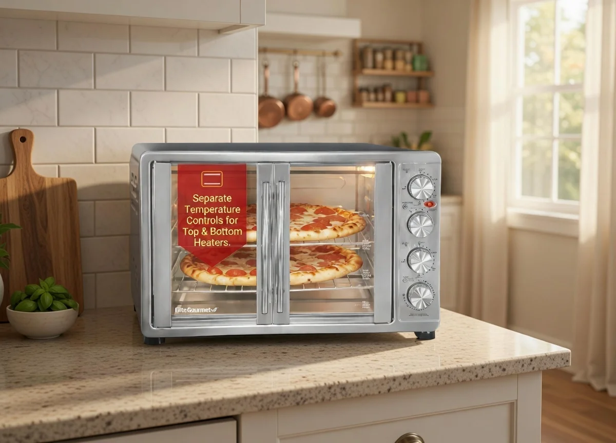 Elite Gourmet ETO-4510M French Door 47.5Qt - best double ovens