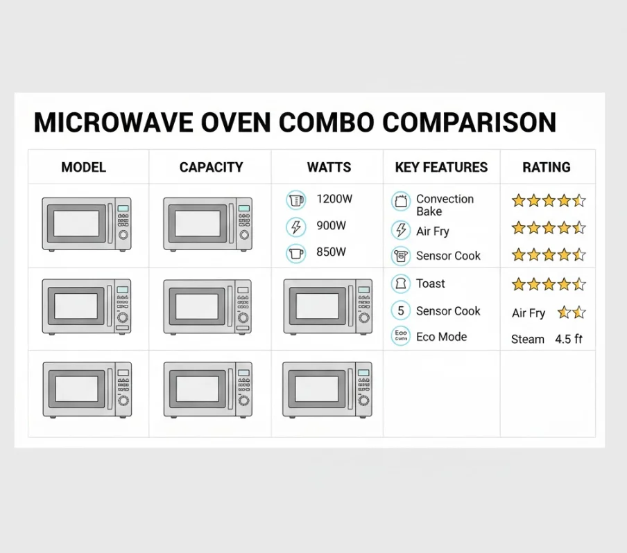 Quick Comparison Table (Outline) - best microwave oven combo
