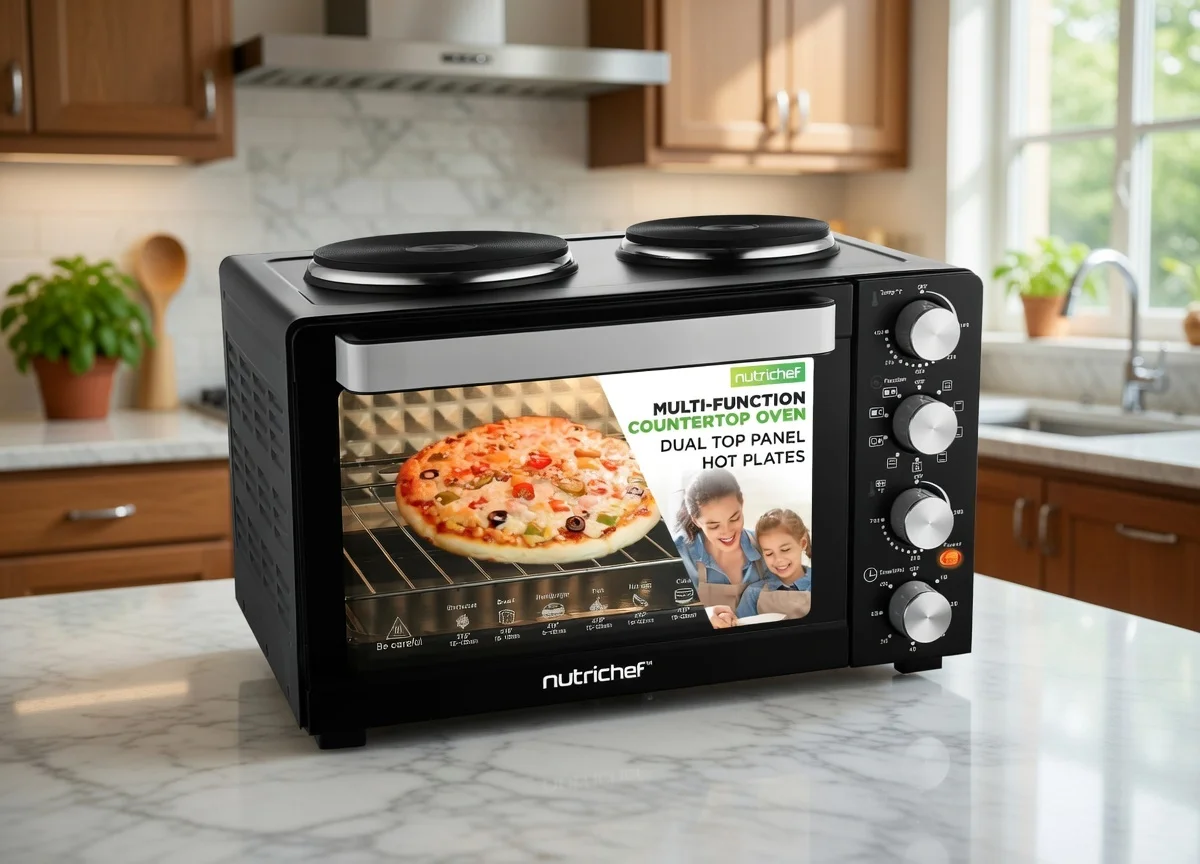 NutriChef 30 Quart Kitchen Convection Oven & 2 Burner Cooker